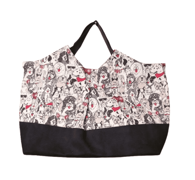 Ensemble sac panière et sa trousse "les chiens"