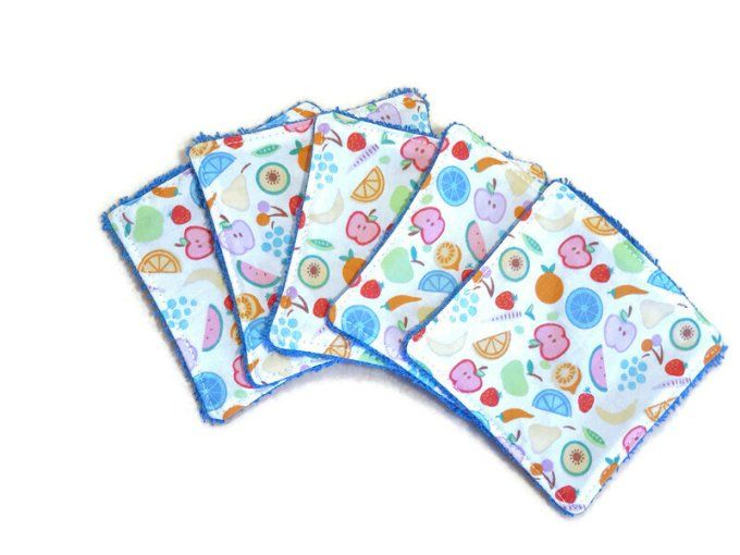 Lot de 5 lingettes lavables " Les fruits "