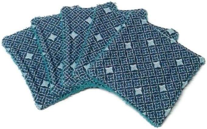 Lot de 5 lingettes lavables " en bleu "