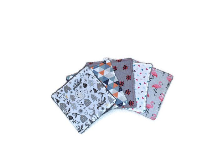 Lot de 5 lingettes lavables " Mélange 2 "