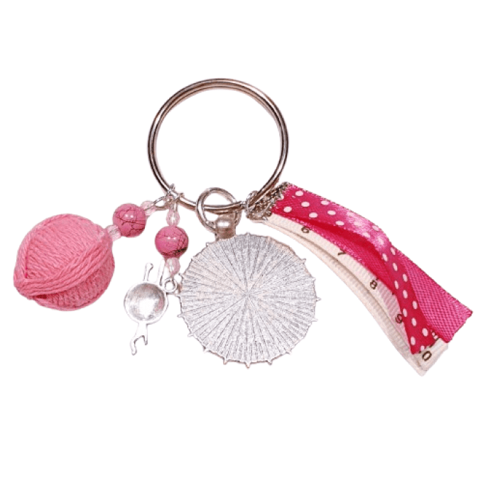 Porte clef,  bijou de sac, grigri  "J'peux pas j'ai tricot"