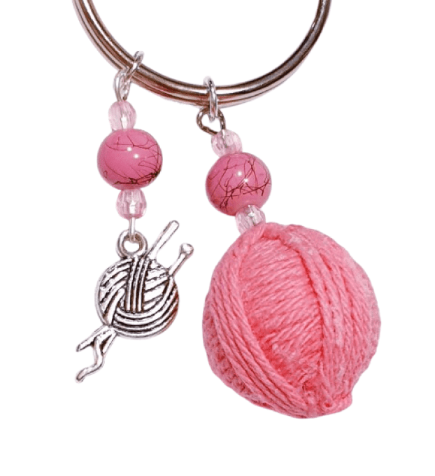 Porte clef,  bijou de sac, grigri  "J'peux pas j'ai tricot"