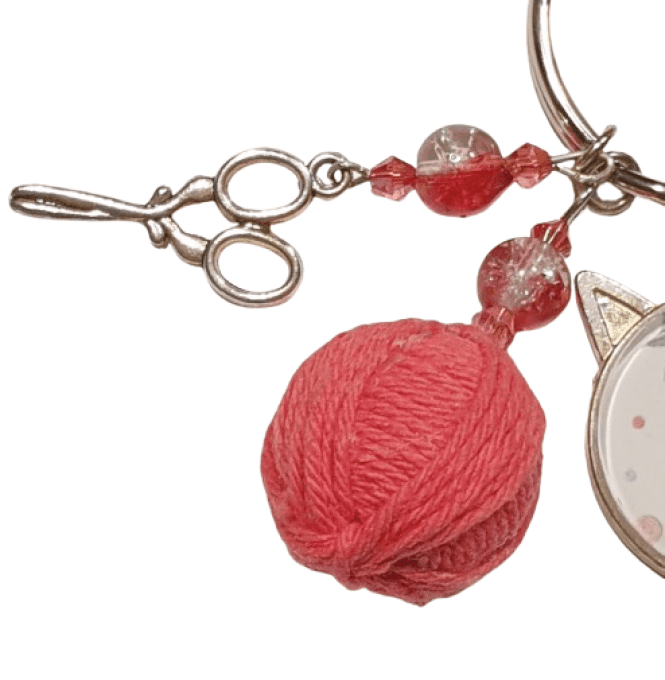 Porte clef cabochon "mon chat et ma pelote "