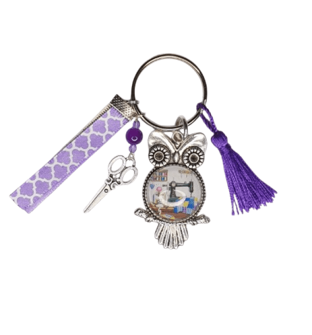 Porte clefs, grigri, bijou de sac "Mon chouette atelier"