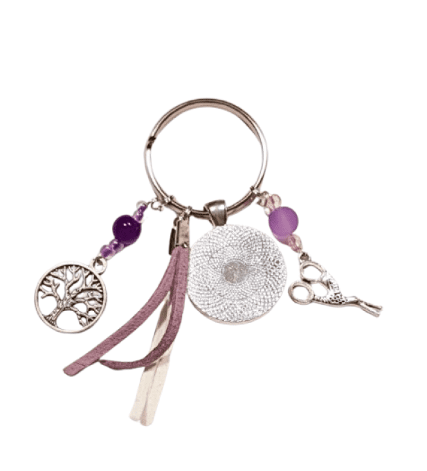 Porte clefs , grigri " mon cœur en broderie"