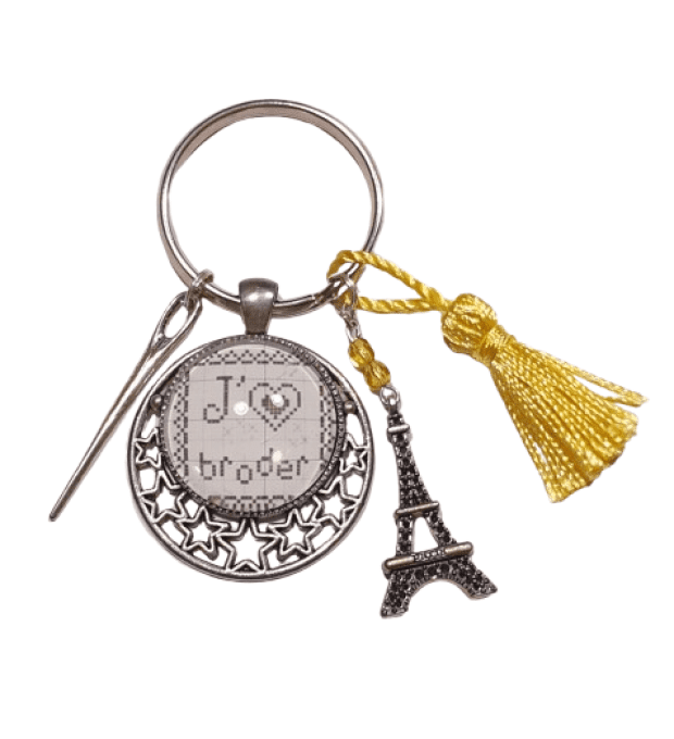 Porte clefs " J'aime broder "