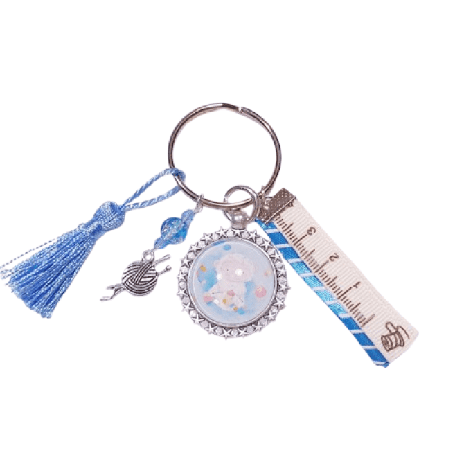 Porte clefs  "Le mouton qui tricote des chaussettes"