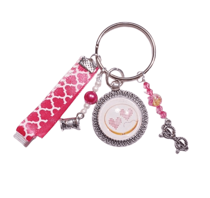 Porte clefs " mes cœurs en broderie"