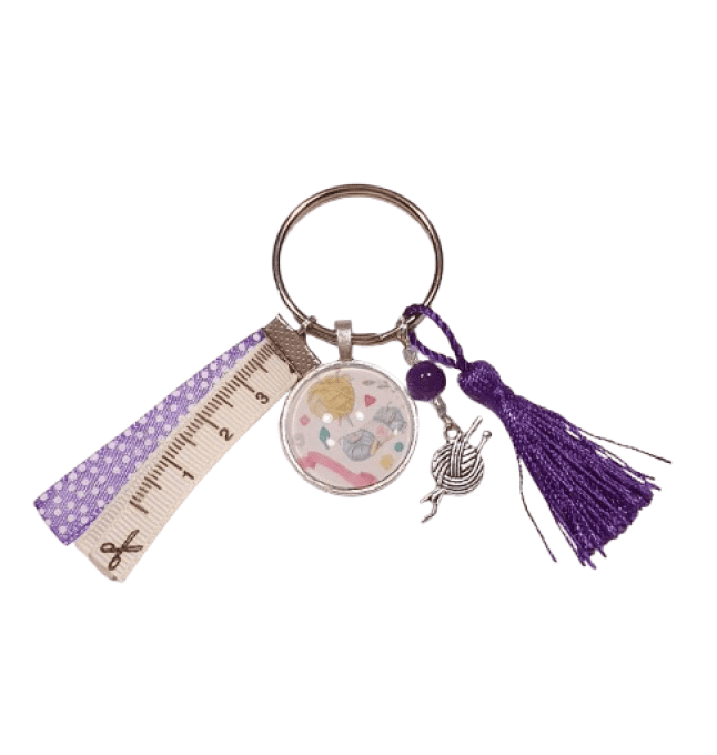 Porte clefs  "mes pelotes pastelles" en violet