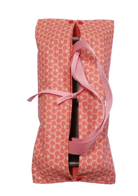 Sac de transport pour tarte ou cake "les fleurs géo rouge"