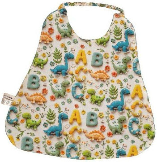 Serviette élastique pour enfant  " l'alphabet des dinosaures"